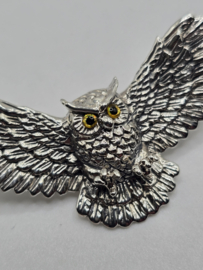 zware echt zilveren broche uil.