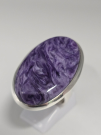 Echt zilveren ring met Charoiet, maat 20