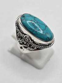 Echt zilveren ring met Turquoise maat 17