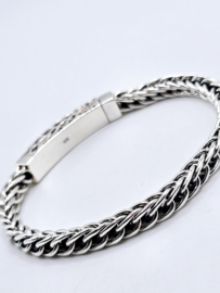 Echt zilveren zware schakelarmband, bijzondere sluiting 22 cm