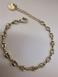 Biba Lief en Joliet armband, stainless steel, goud.