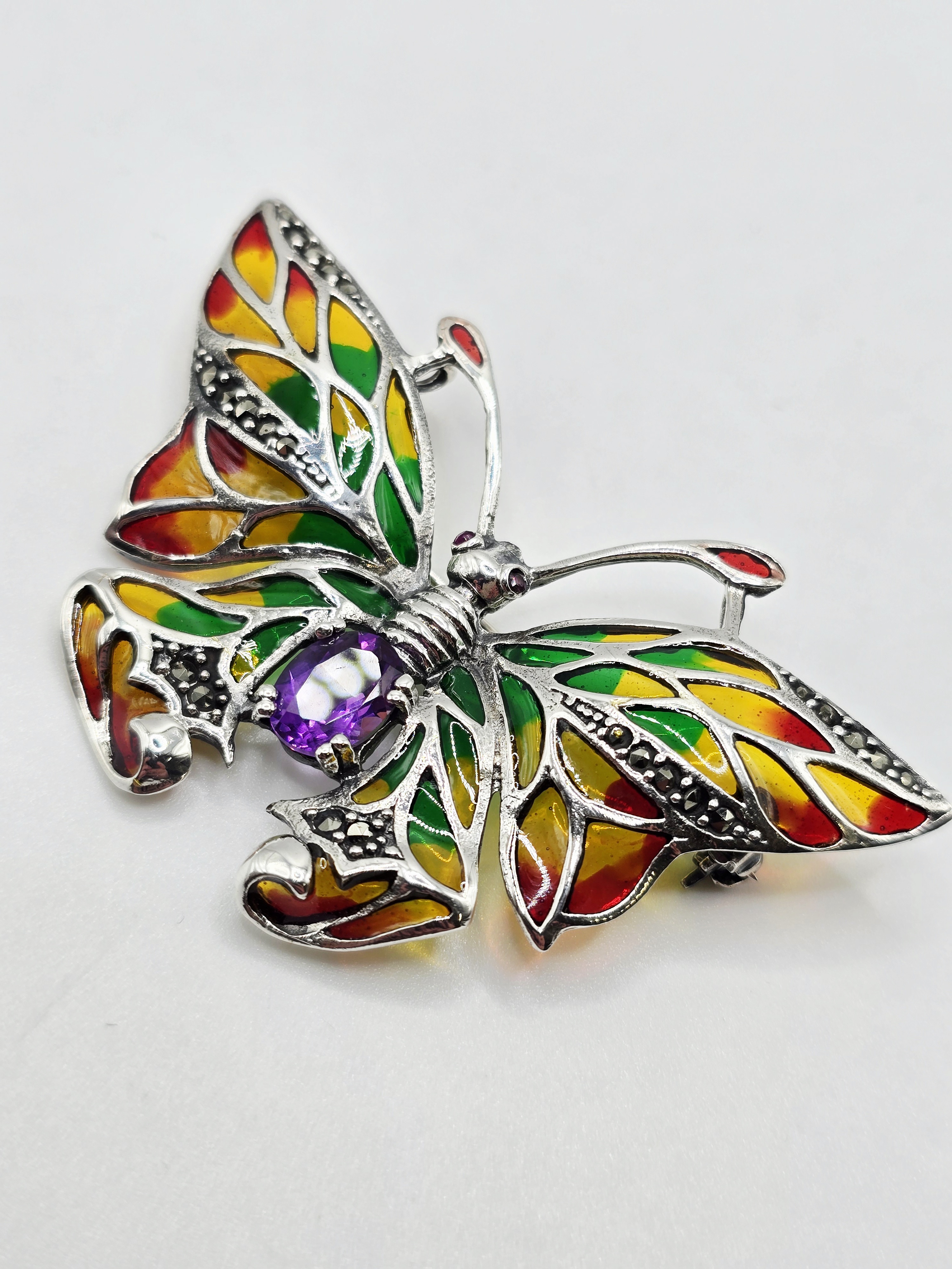 925 zilveren broche, met Amethist