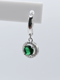 Zirkonia set, silver/green. rond. MDZ2