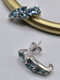 Prachtige echt zilveren oorstekers met blauwe zirconia MDZ30