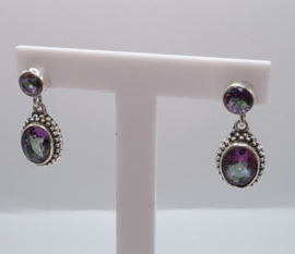 Echt zilveren oorbellen, Mystic Topaas