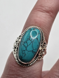 Echt zilveren ring met Turquoise maat 17