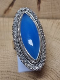 Chalcedoon ring 925 zilver, maat 18.5