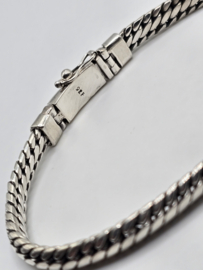 Echt zilveren zware schakelarmband,  22 cm