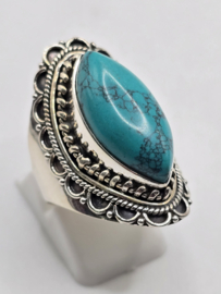 Echt zilveren ring met Turquoise maat 18