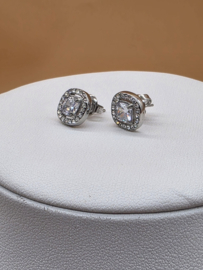 Oorknopjes - vierkant kristal- en zirkoonoxiden