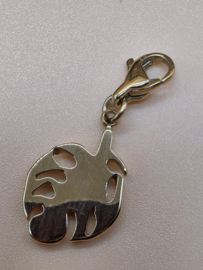 RVS charm Blad. Goud.
