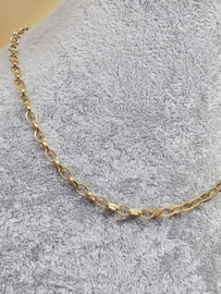 Stainless steel collier, ovaal  schakels glad. 40 plus 7 cm.