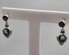 Echt zilveren oorbellen, Mystic Topaas