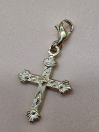 RVS charm, kruis. Goud.