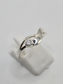Echt zilveren dames ring Maat 19 met zirconia