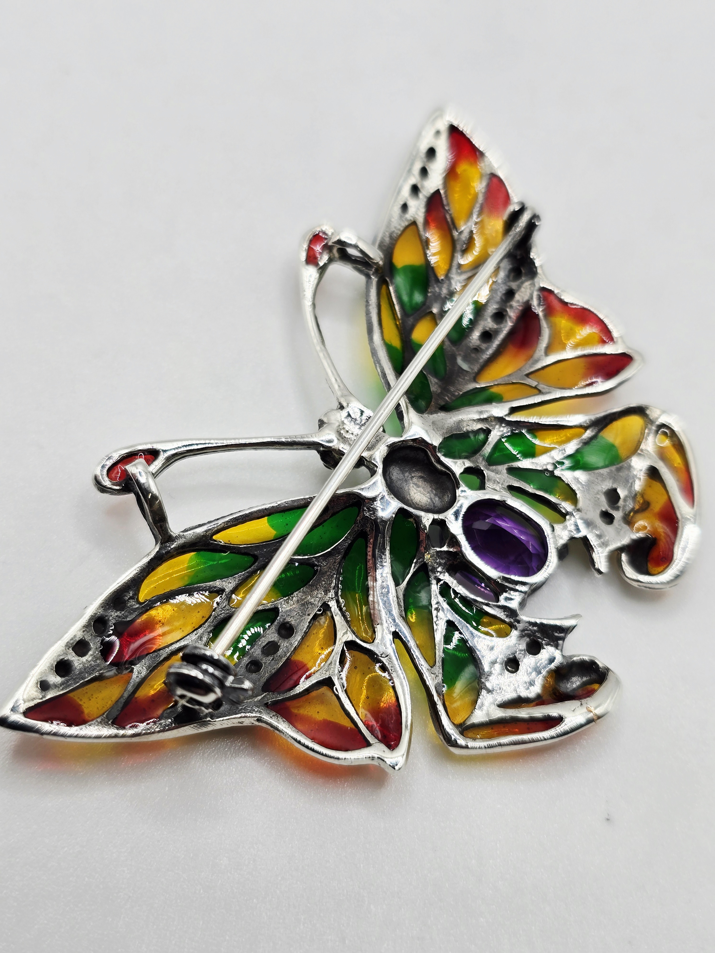 925 zilveren broche, met Amethist