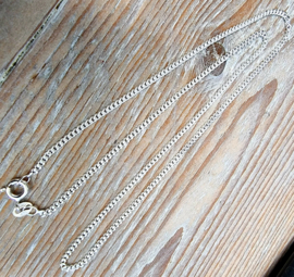 Echt zilveren Gourmet collier, 45 cm lang.