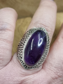 Zilveren ring Amethist maat 21
