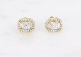 Oorknopjes - rechthoekige kristal- en zirkoonoxiden