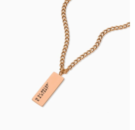 Rectangle tag necklace  Rosé coördinaten gravure.