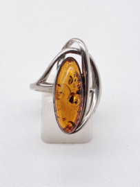 Prachtige echt zilveren ring met Barnsteen, maat 17.5