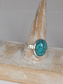 Echt zilveren ring met Turquoise maat 19
