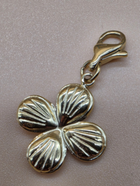 RVS Charm, klaverblad. Goud