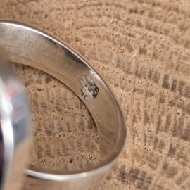 Echt zilveren ring met Paars, Dahlia koper turkoois, maat 18