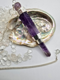 Amethist luxe pendel verzilverd