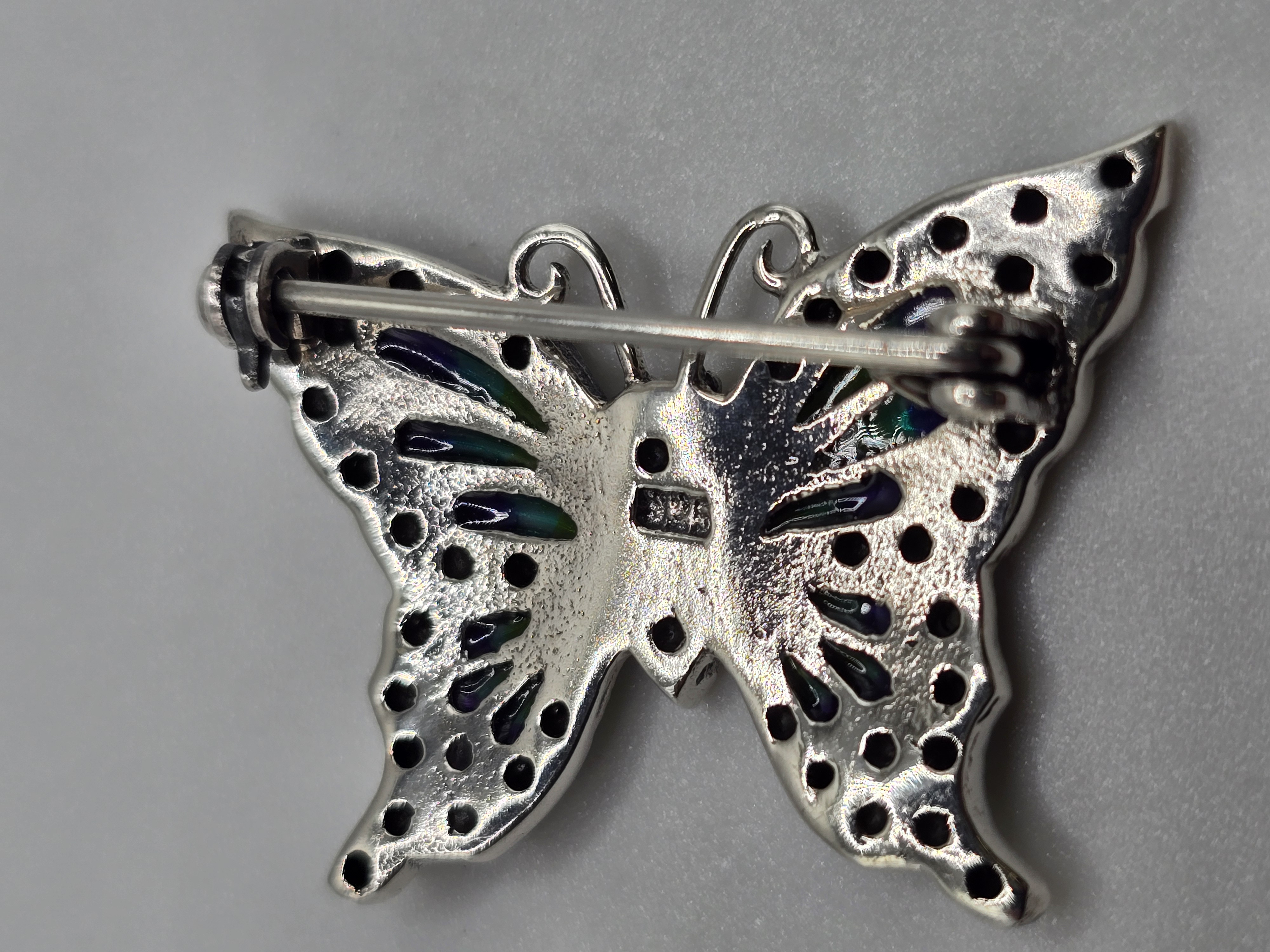 925 zilveren broche, met Marcasiet en glas emaille
