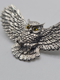 zware echt zilveren broche uil.
