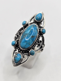 Echt zilveren ring met Turquoise maat 19.5