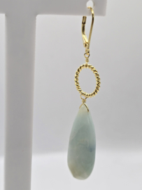 Echt zilveren oorbellen met Amazoniet goud plating