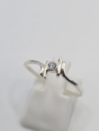 Echt zilveren dames ring Maat 19 met zirconia