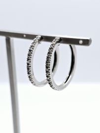 Echt zilveren Creolen met zilveren zirkonia 20 mm
