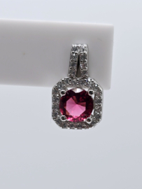 Echt zilveren set, zirkonia, silver/fuchsia. MDZ3