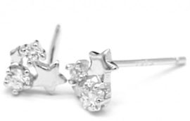 Silver Earrings Stars with Zirconia