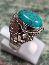Echt zilveren ring met Turquoise maat 18