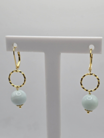 Echt zilveren oorbellen met Amazoniet goud plating