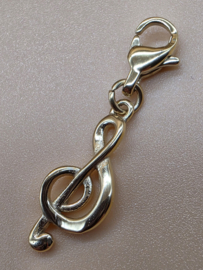 RVS charm, muzieknoot. Goud.