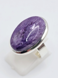 Echt zilveren ring met Charoiet, maat 17