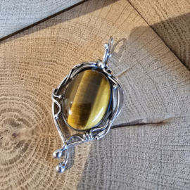 Echt zilveren hanger met Tijgeroog, een uniek stuk!!