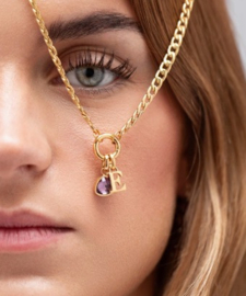 Letter & birthstone Necklace gold