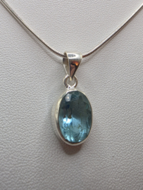 Echt zilveren hanger, Topaas ovaal