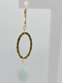 Echt zilveren oorbellen met Amazoniet goud plating