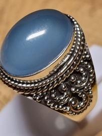 Chalcedoon ring 925 zilver, maat 18.5