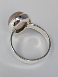 Echt zilveren ring met rozenkwarts maat 20.5