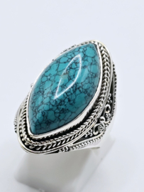 Echt zilveren ring met Turquoise maat 18