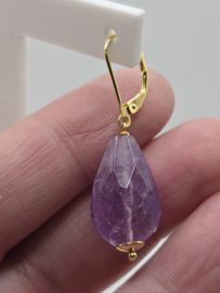 Echt zilveren oorbellen met Amethist goud plating