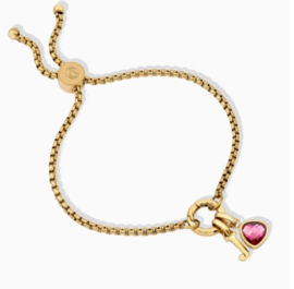 Adjustable Letter & birthstone bracelet gold